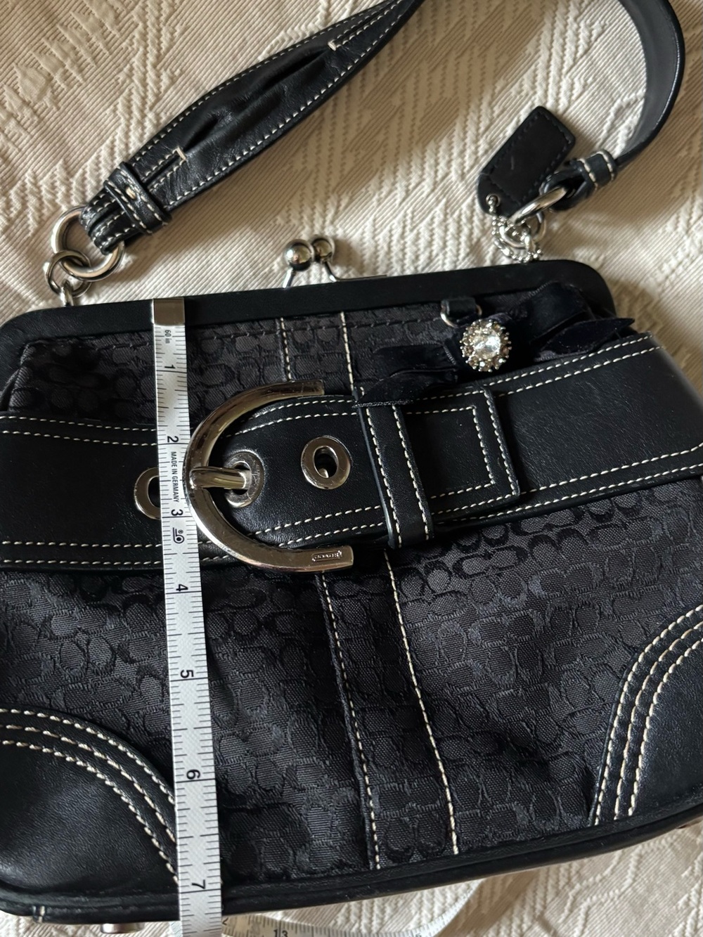 COACH Soho MINI KISSLOCK Bag ~ STYLE C05S-3649 Black Jacquard/Black Leather 2005 - Picture 15 of 17